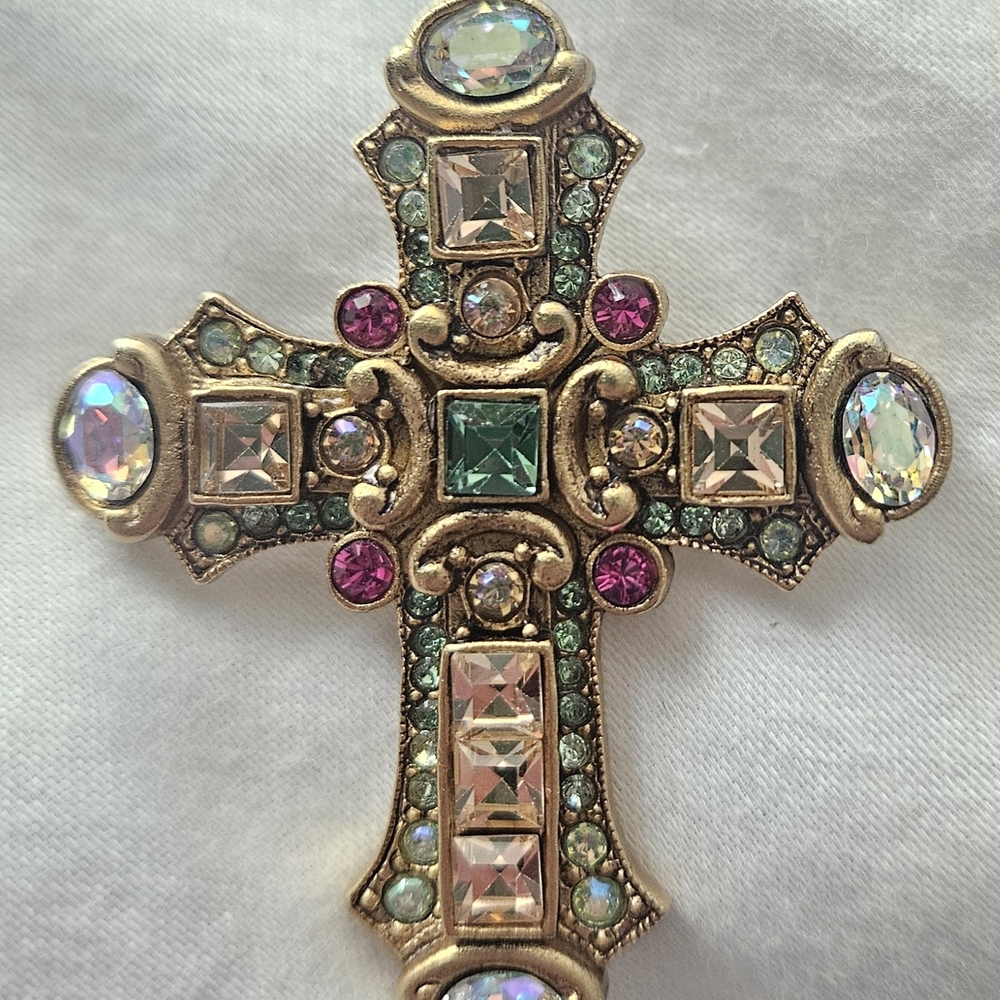 Elegant Jay Strongwater Swarovski Crystal Cross Brooch / Pendant - Picture 2 of 4